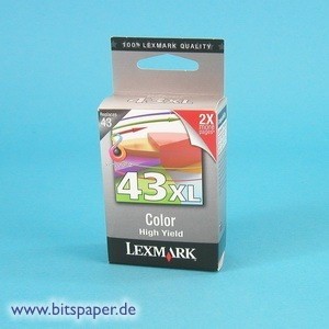 Lexmark 18YX143E - Tintenpatrone Nr. 43XL, color, hohe Füllmenge