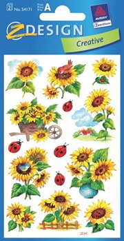 Z-Design 54171 - Blumen-Sticker mit Glimmerstaub Sonnenblumen