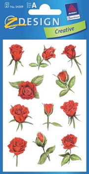 Z-Design 54309 - Blumen-Sticker mit Glimmerstaub rote Rosen