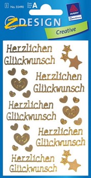 Z-Design 55490 - Filigrane Schriftzüge aus Goldfolie, Herzlichen Glückwunsch