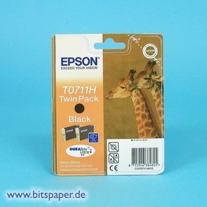 Epson T0711H - DURABrite Ultra Doppelpack Tintenpatrone schwarz, High Volume