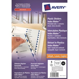 Avery Zweckform 05111081 - Etikettenregister 5-teilig, A4, transparent