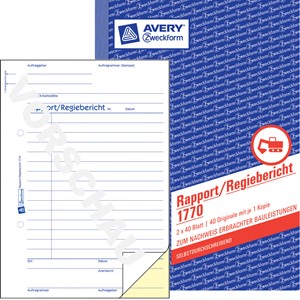 Avery Zweckform 1770 - Rapport/Regiebericht, selbstdurchschreibend, A5