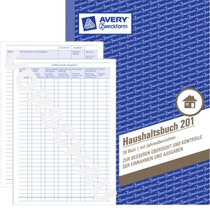 Avery Zweckform 201 - Haushaltsbuch beidseitig bedruckt mit Jahresübersicht, A5