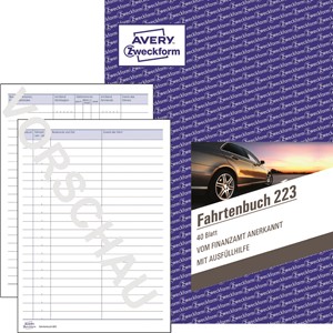 Avery Zweckform 223 - Fahrtenbuch steuerlicher km-Nachweis, mit Jahresabrechnung