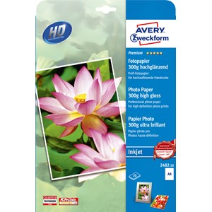 Avery Zweckform 2482-20 - Premium Inkjet Photo Papier hochglänzend A4 300g
