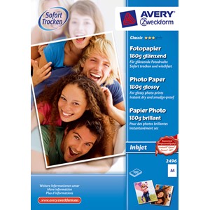 Avery Zweckform 2496 - Classic Inkjet-Photopapier, glänzend, A4, 180g