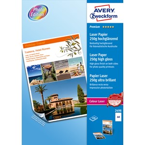 Avery Zweckform 2498 - Premium Farblaser Photopapier, A4, 250g
