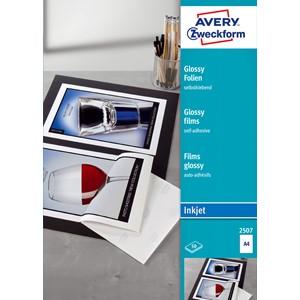 Avery Zweckform 2507 - weiße Glossy-Folie, hochglänzend, beschichtet, selbstklebend