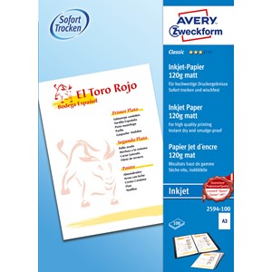 Avery Zweckform 2594-100 - Classic Inkjet Papier matt A3 120g