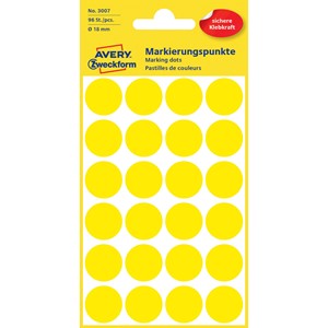 Avery Zweckform 3007 - Markierungspunkte, 18 mm, 96 Etiketten, gelb