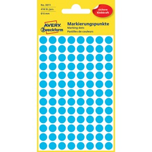 Avery Zweckform 3011 - Markierungspunkte, 8 mm, 416 Etiketten, blau
