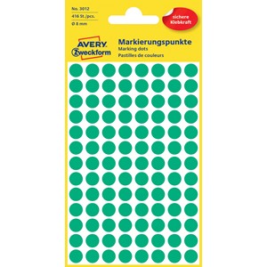 Avery Zweckform 3012 - Markierungspunkte, 8 mm, 416 Etiketten, grün