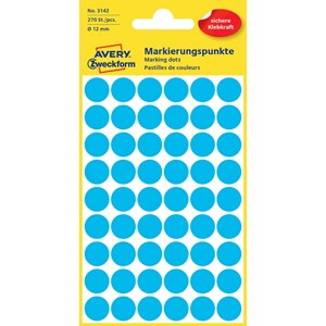 Avery Zweckform 3142 - Markierungspunkte, 12 mm, 270 Etiketten, blau