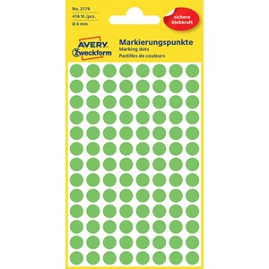 Avery Zweckform 3179 - Markierungspunkte, 8 mm, 416 Etiketten, leuchtgrün