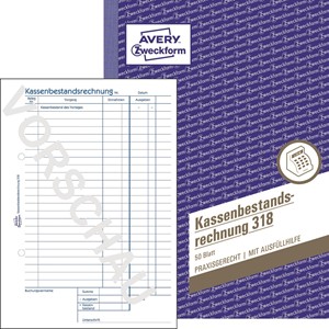 Avery Zweckform 318-5 - Kassenbericht Bestandsrechnung, A5, 5er Pack