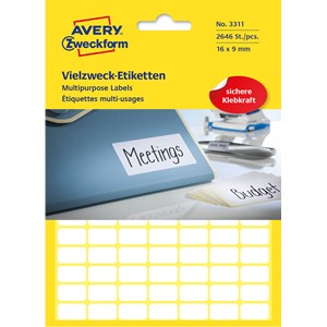 Avery Zweckform 3311 - Vielzweck-Etiketten 16x9 mm, 2646 Etiketten