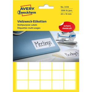 Avery Zweckform 3318 - Vielzweck-Etiketten 22x18 mm, 1200 Etiketten