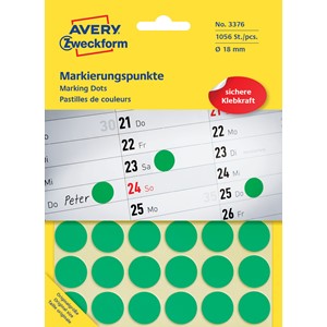 Avery Zweckform 3376 - Markierungspunkte, 18 mm, 1056 Etiketten, grün