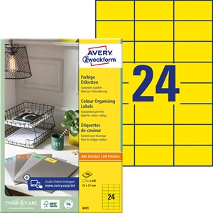 Avery Zweckform 3451 - Etiketten 70x37 mm, 100 Bögen, gelb