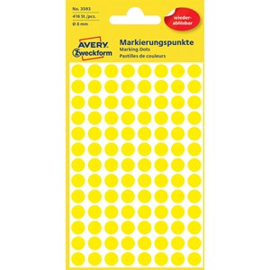 Avery Zweckform 3593 - Markierungspunkte, 8 mm, 416 Etiketten, gelb, wiederablösbar