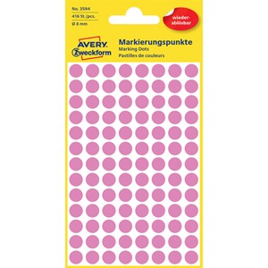 Avery Zweckform 3594 - Markierungspunkte, 8 mm, 416 Etiketten, pink, wiederablösbar