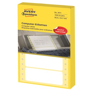Avery Zweckform 3611 - Endlos-Computeretiketten 88,9x35,7 mm, 1000 Etiketten, 1-bahnig