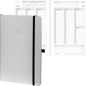 Avery Zweckform 50934 - Chronoplan Chronobook Buchkalender 2024, ca. A5, Wochenplan, weiß