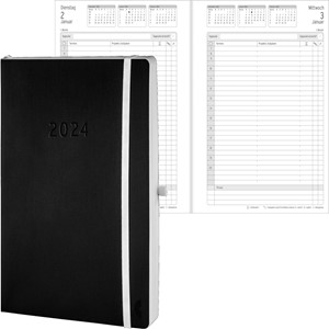 Avery Zweckform 50944 - Chronoplan Chronobook Buchkalender 2024, ca. A5, Tagesplan, schwarz