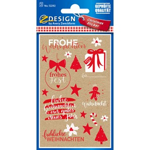 Z-Design 52292 - Weihnachtssticker, Papier, Xmas Wünsche, braun, rot, weiß