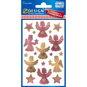Z-Design 52296 - Weihnachten Glamour Sticker, 3D Folie, Engel, rosé, gold