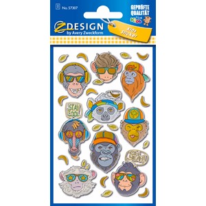 Z-Design 57307 - Puffy Sticker, 3D Folie, Affe, bunt