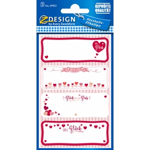 Z-Design 59953 - Haushaltsetiketten, Papier, Herzen, rot, rosa, weiß