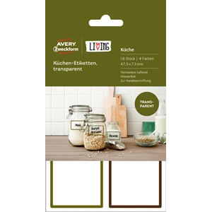 Avery Zweckform 62003 - Living Küchen-Etiketten, transp., 47,5 x 73 mm