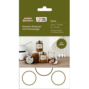 Avery Zweckform 62008 - Living Einmach-Etiketten mit Frischesiegel,weiß
