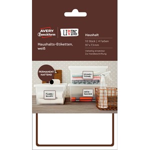 Avery Zweckform 62009 - Living Haushalts-Etiketten, weiß, 97 x 73 mm