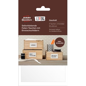 Avery Zweckform 62014 - Living Selbstkl. Folien-Taschen mit Schilder, 95x60 mm
