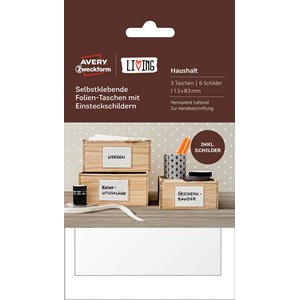 Avery Zweckform 62015 - Living Selbstkl. Folien-Taschen mit Schilder, 113x83 mm