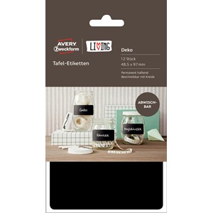 Avery Zweckform 62018 - Living Tafel-Etiketten, schwarz, 48,5 x 97 mm