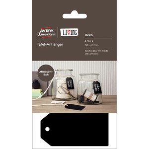 Avery Zweckform 62023 - Living Tafel-Anhänger, schwarz, 80 x 40 mm
