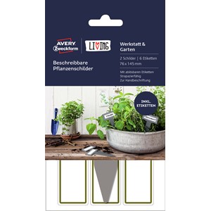 Avery Zweckform 62028 - Living Beschreibbare Pflanzenschilder, quer