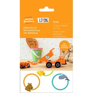 Avery Zweckform 62034 - Living Spielzeug-Etiketten, weiß, Ø 37 mm