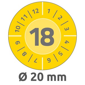 Avery Zweckform 6941 - Prüfplaketten, Ø 20 mm, gelb, abziehsichere Folie