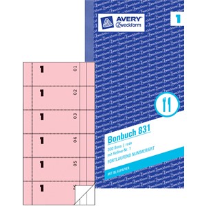 Avery Zweckform 831-5 - Bonbuch 105x198 Bons rosa, 5er Pack