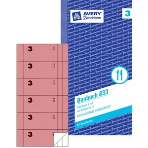 Avery Zweckform 833-5 - Bonbuch 105x198 Bons rot, 5er Pack