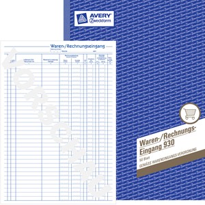 Avery Zweckform 930 - Waren- Rechnungs-Eingangsbuch beidseitig bedruckt, A4