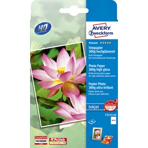 Avery Zweckform C2553-40 - Premium Inkjet Photo Papier hochglänzend 10x15 300g