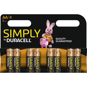 Duracell DUR002272 - Simply Alkaline Batterien, AA, 8er Pack