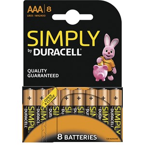 Duracell DUR002463 - Simply Alkaline Batterien, AAA, 8er Pack