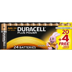 Duracell DUR019058 - Plus Power Batterien, AAA 20+4  Pack